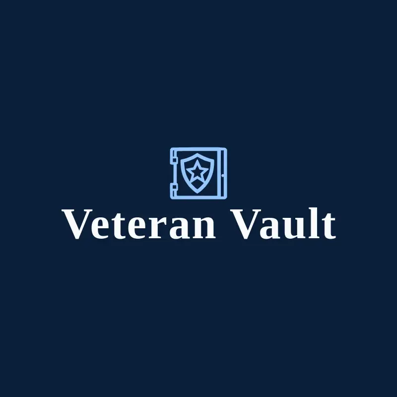 The eBay store name Veteran Vault as a branded logo with a single color icon
