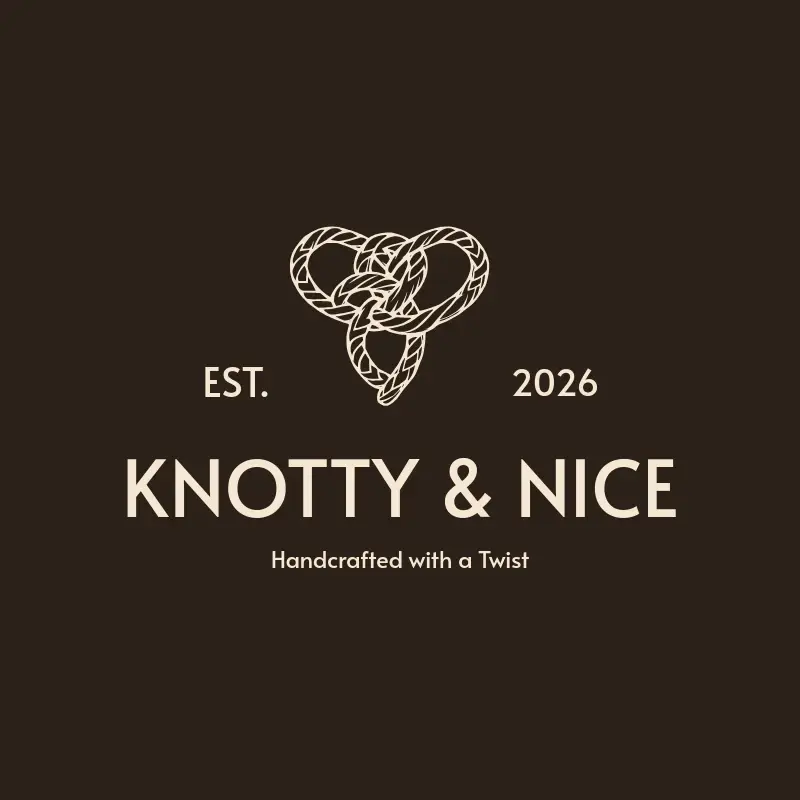 The crochet business name Knotty & Nice as a branded logo with a single color icon