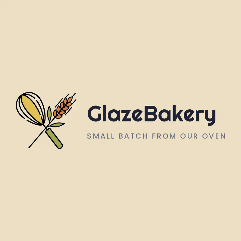 A retro whisk and wheat bakery logo on a cream background.