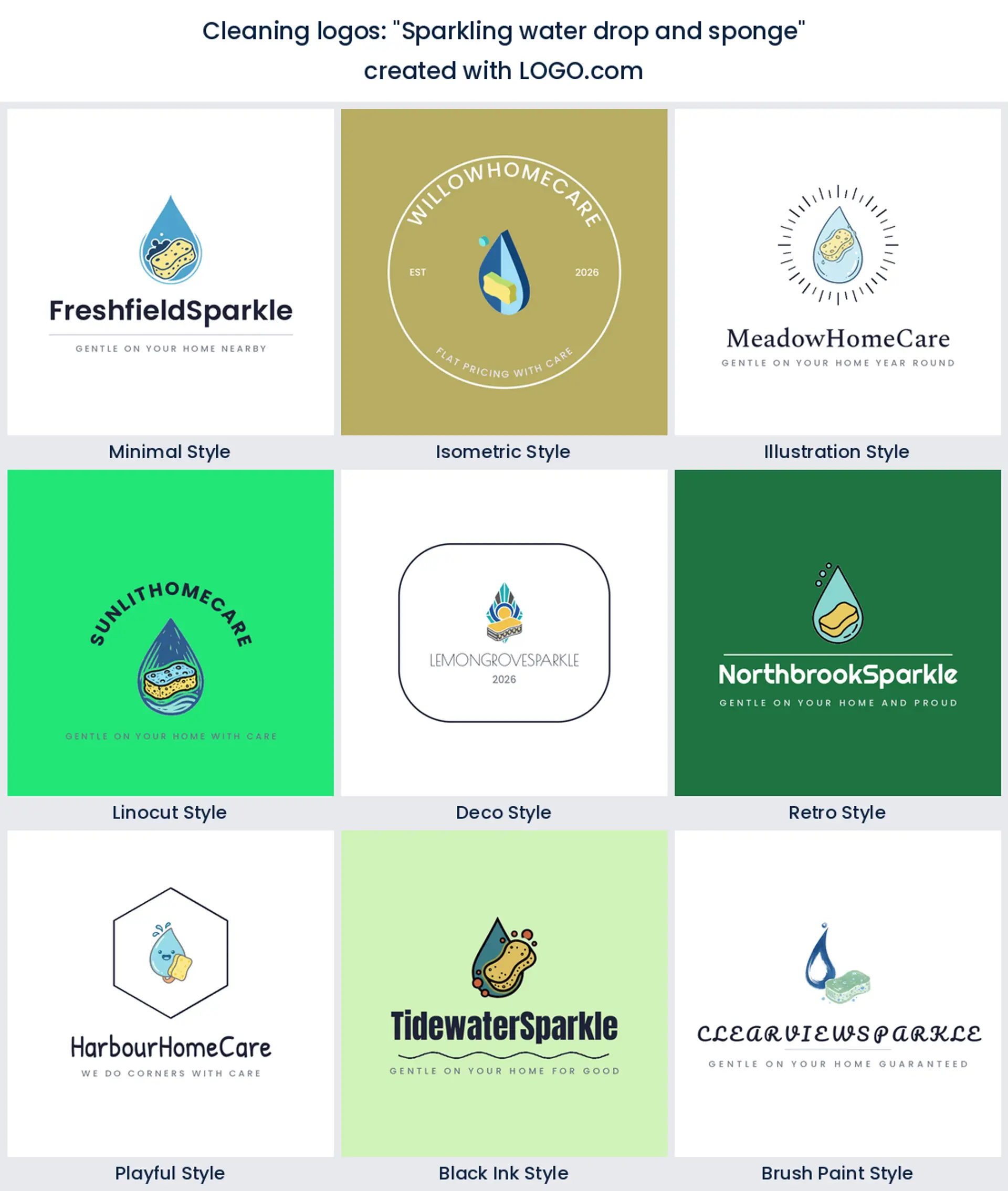 Water drop and sponge logo idea for a cleaning brand