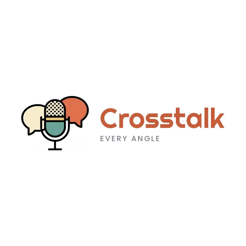 Microphone and conversation podcast logo