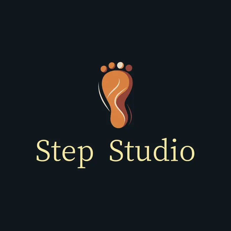 The dance studio name Step Studio as a branded logo with a color icon