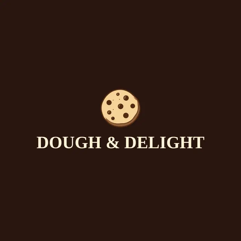 The cookie business name Dough & Delight as a branded logo with a color icon