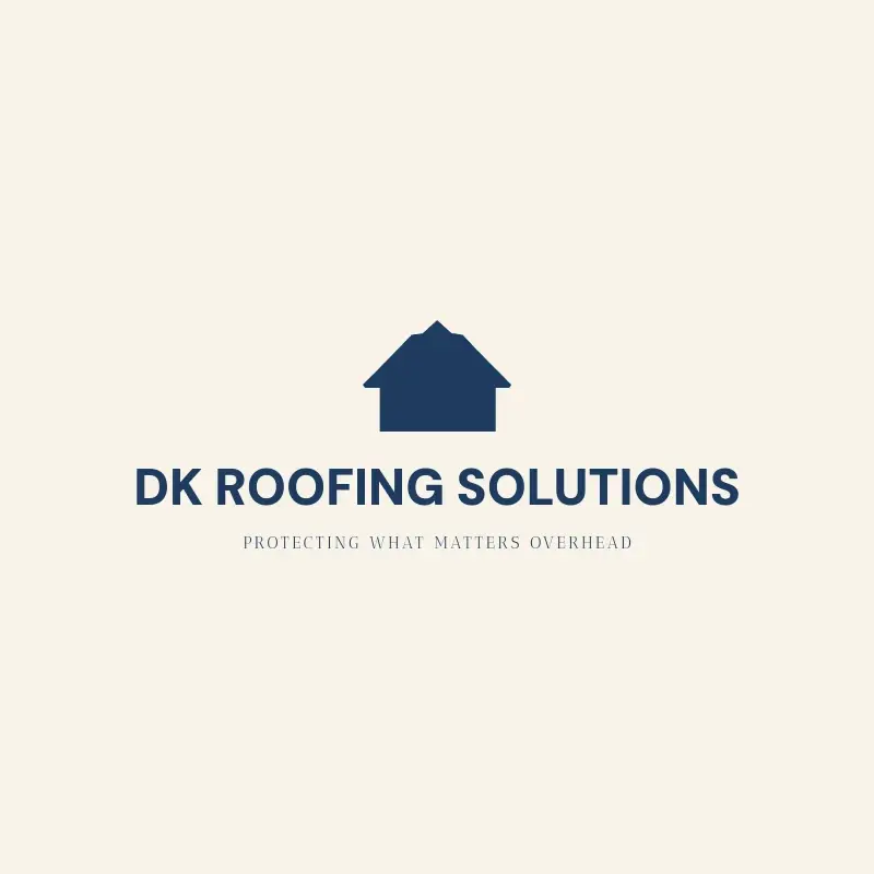 The roofing name DK Roofing Solutions as a branded logo with a single color icon