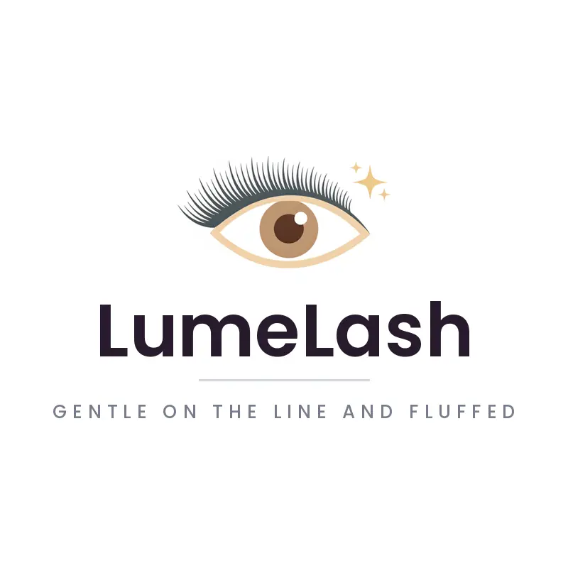 Eyelash extension with sparkling eye lash logo in a minimal style