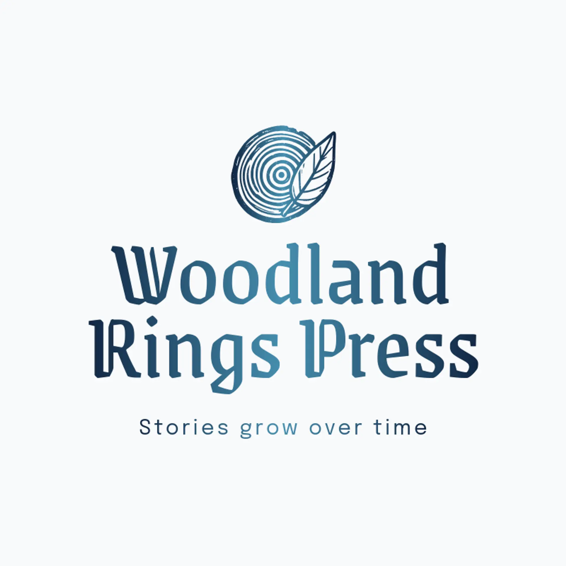 Woodland Rings Press logo for leaf