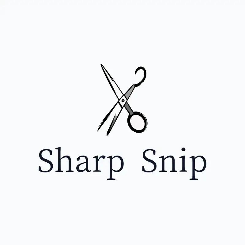 The barbershop name Sharp Snip as a branded logo with a single color icon