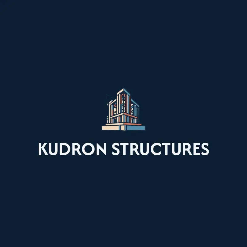 The construction company name Kudron Structures as a branded logo with a color icon