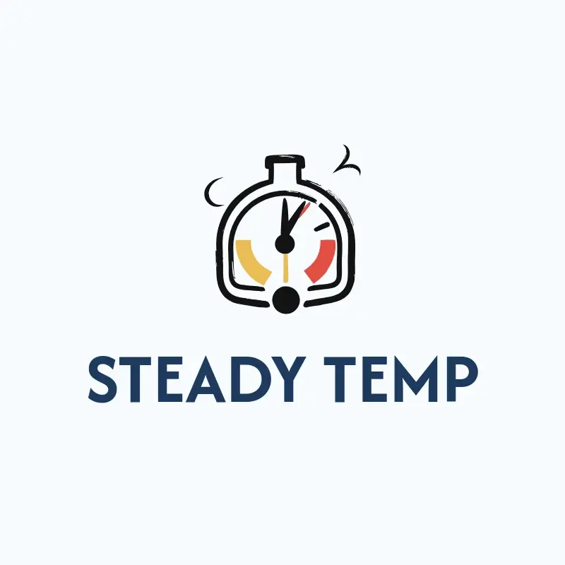 The HVAC name Steady Temp as a branded logo with a color icon