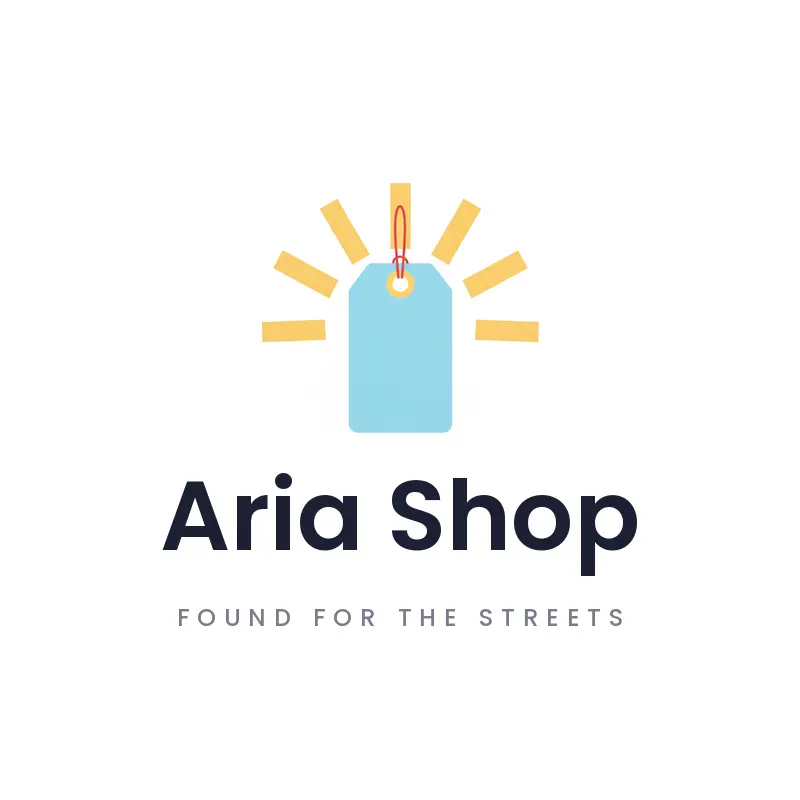 Sun rays behind a price tag, a boutique logo in a minimal style