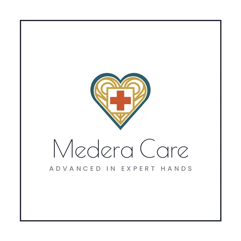 A plus sign inside a heart, a family clinic logo in a deco style