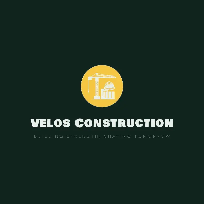 The construction company name Velos Construction as a branded logo with a color icon
