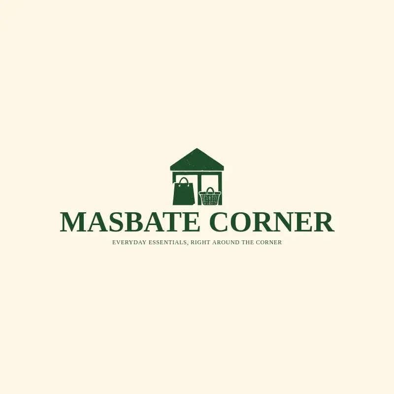The convenience store name Masbate Corner as a branded logo with a single color icon