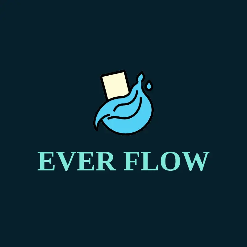 The drink name Ever Flow as a branded logo with a color icon