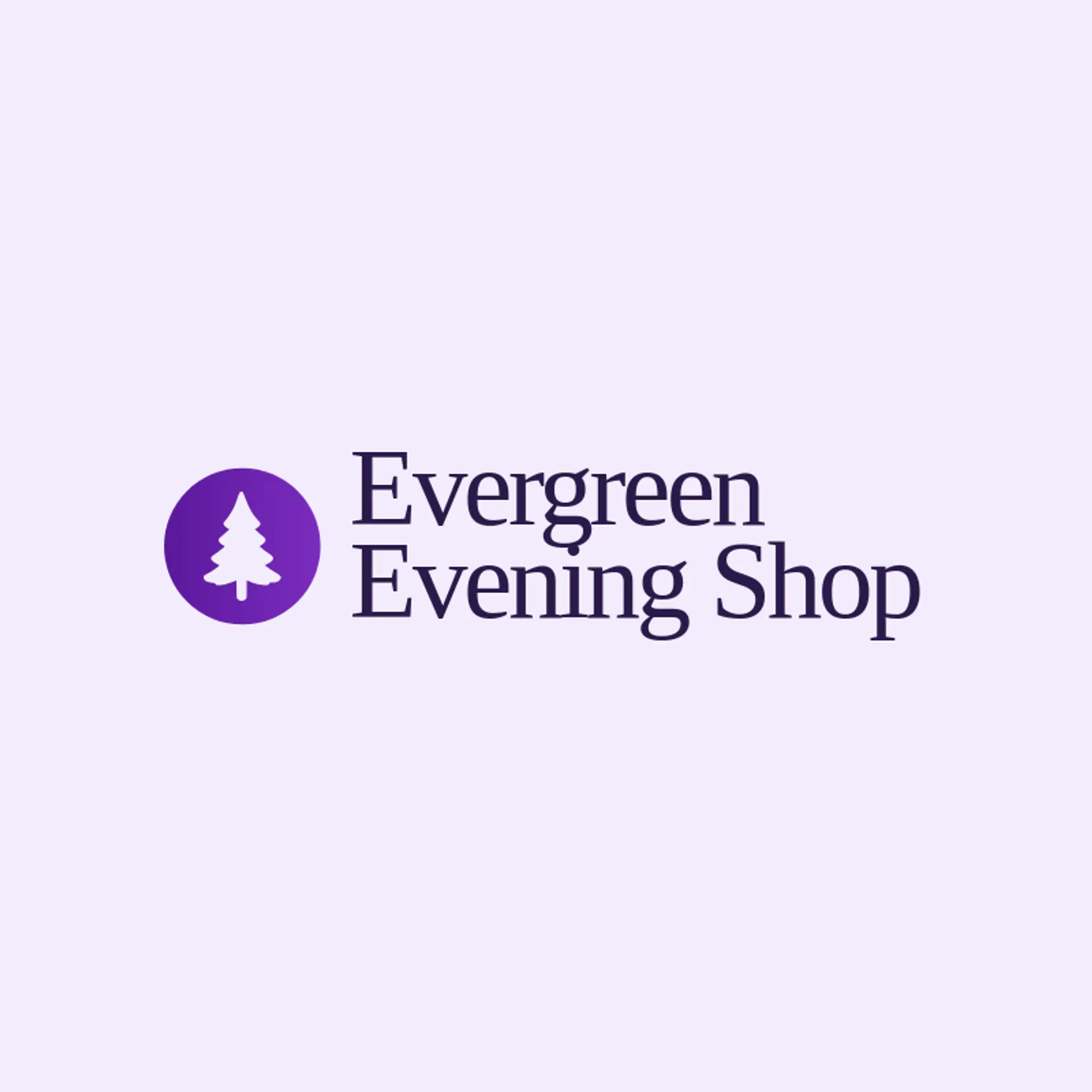 Evergreen Evening Shop logo for holiday