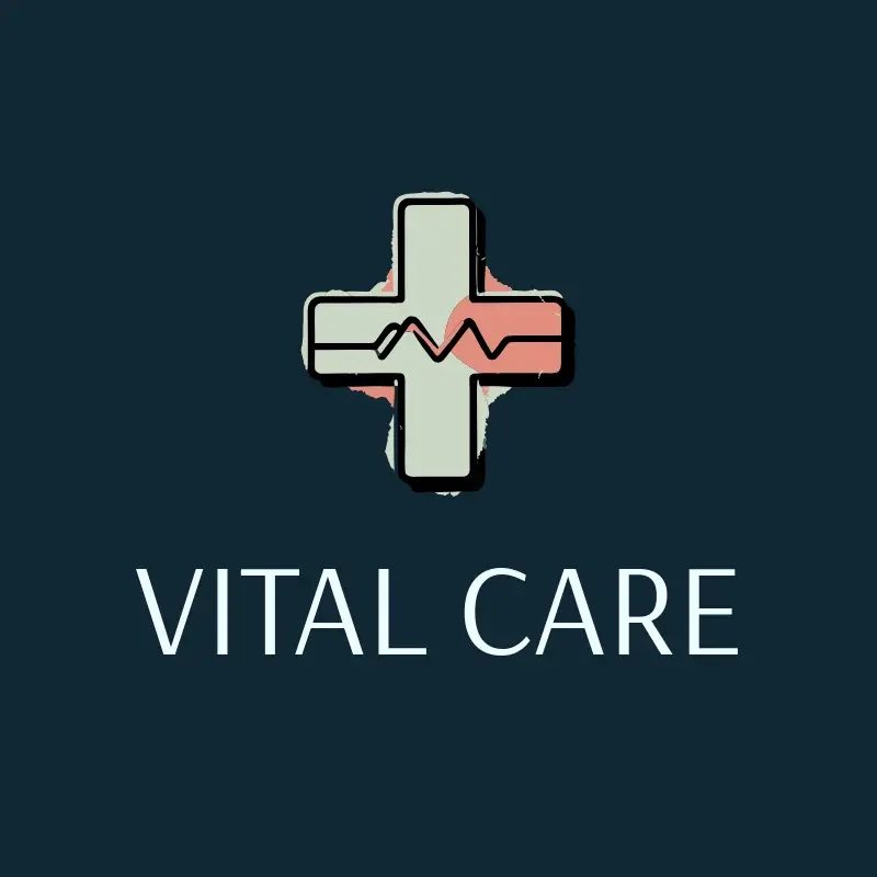 The medical practice name Vital Care as a branded logo with a color icon