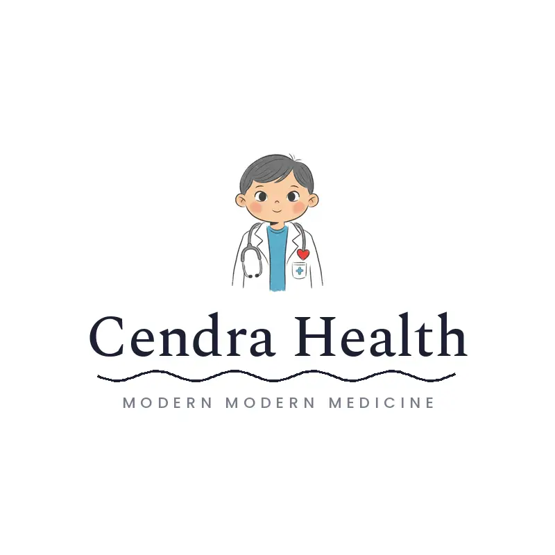 A child holding a stethoscope, a pediatric clinic logo in an illustrated style