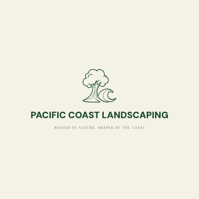 The landscaping name Pacific Coast Landscaping as a branded logo with a single color icon