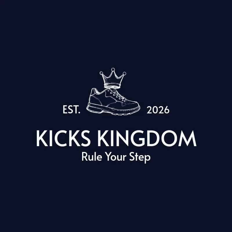 The streetwear name Kicks Kingdom as a branded logo with a single color icon