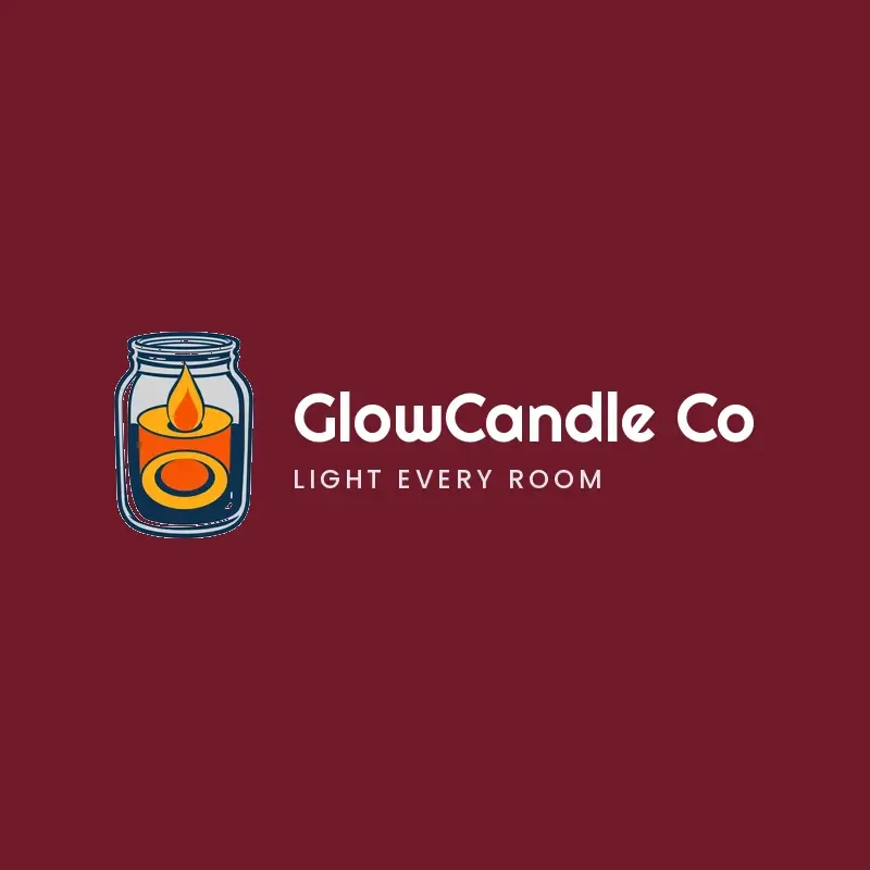 The candle name GlowCandle Co as a branded logo in a retro style