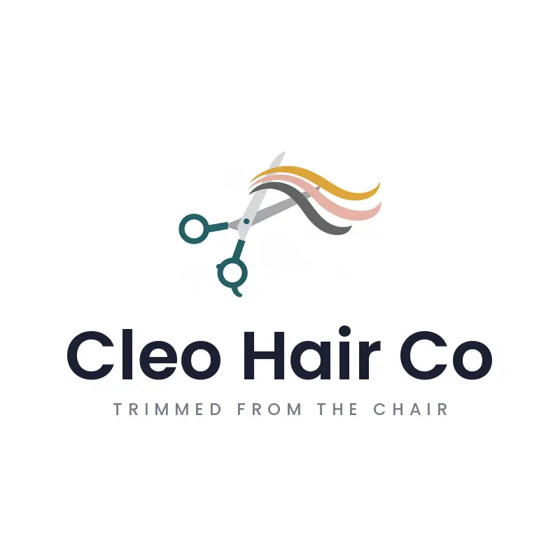 Scissors cutting strands of hair, a hair salon logo in a minimal style