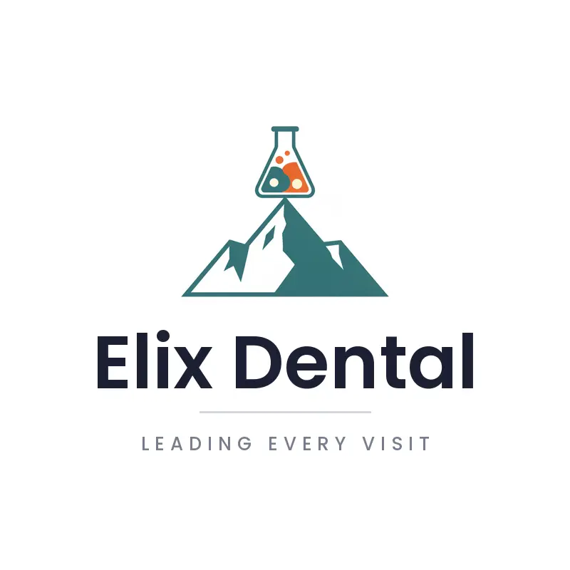 A laboratory flask shaped like a peak, a diagnostics logo in a minimal style