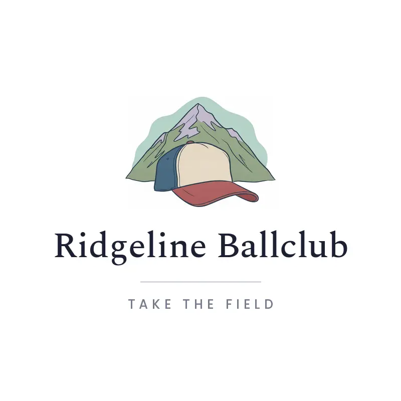 Cap and mountain peak baseball team logo for Ridgeline Ballclub