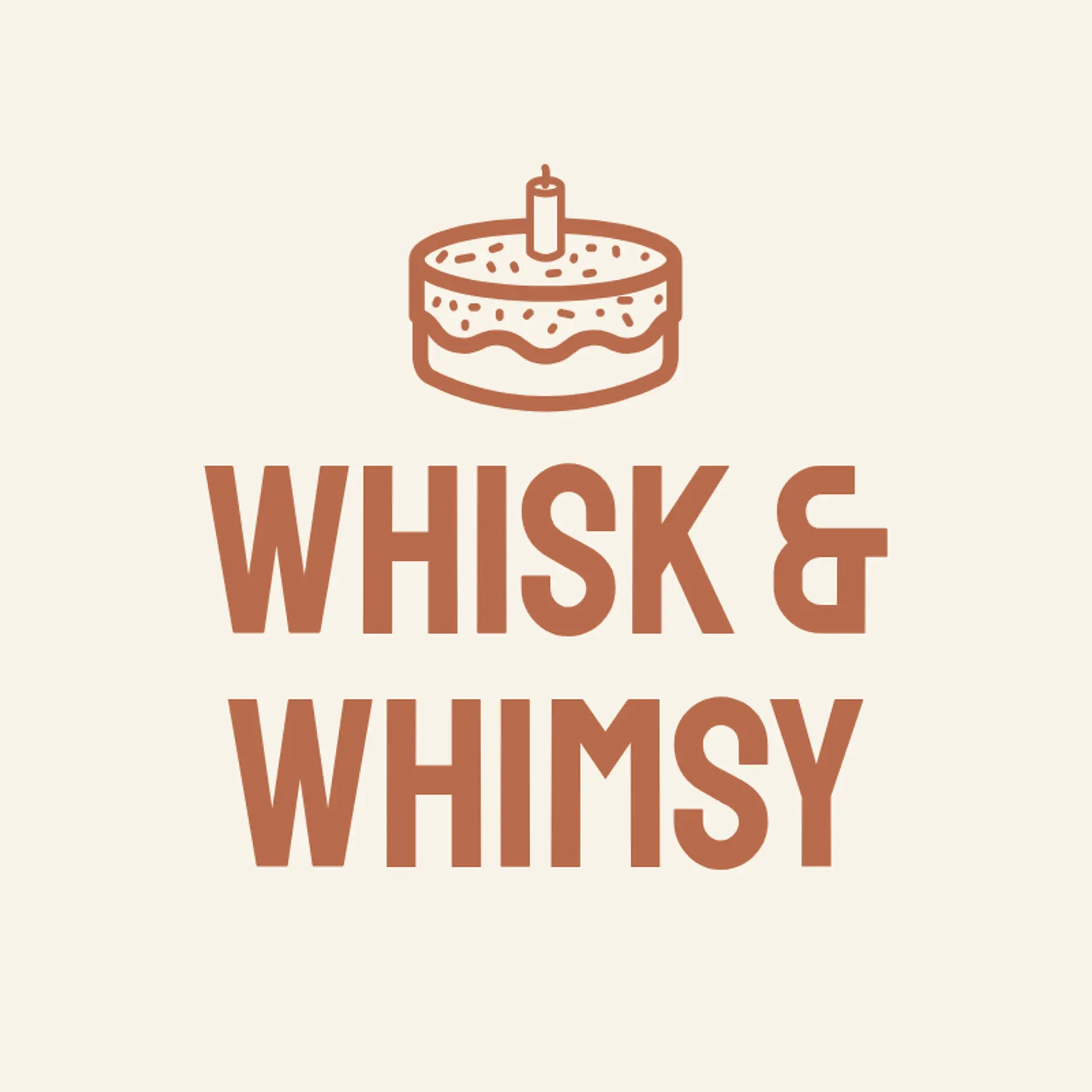 Whisk & Whimsy logo for cake