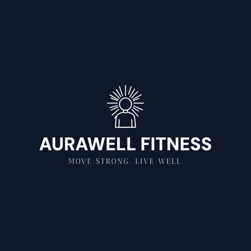 The personal training name AuraWell Fitness as a branded logo with a single color icon
