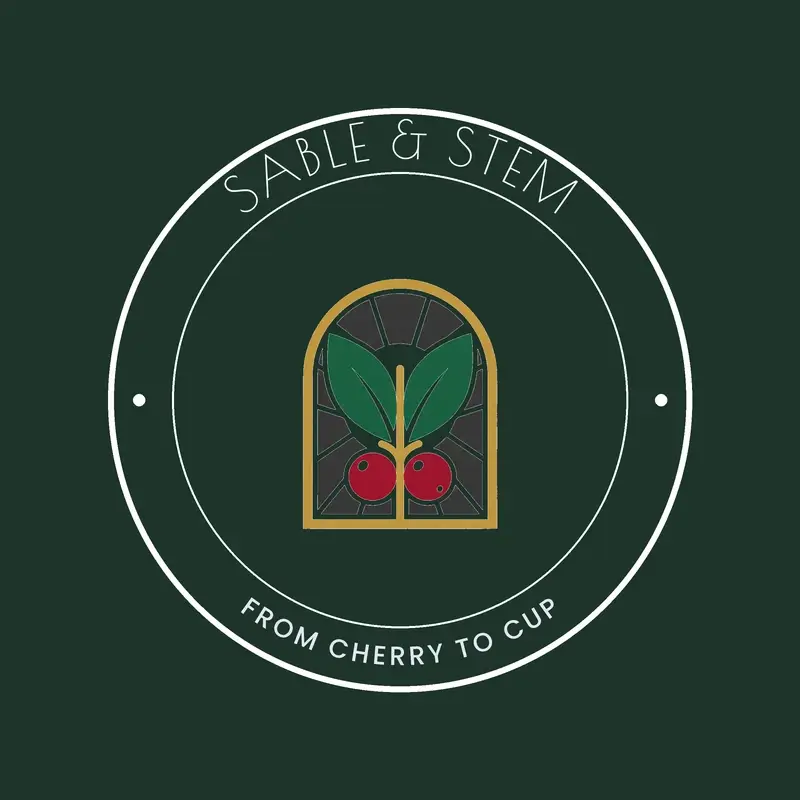 The cafe name Sable & Stem as a branded logo in a deco style