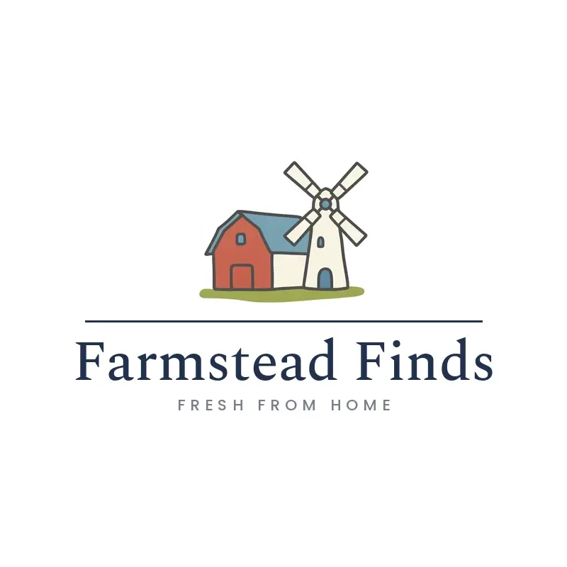 The farm name Farmstead Finds as a branded logo in an illustration style