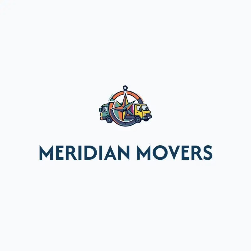 The moving company name Meridian Movers as a branded logo with a color icon