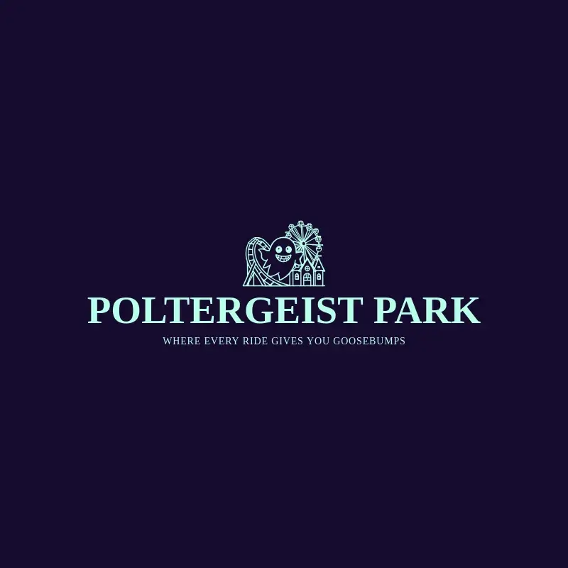 The theme park name Poltergeist Park as a branded logo with a single color icon