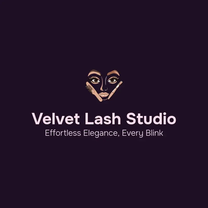 The lash name Velvet Lash Studio as a branded logo with a color icon