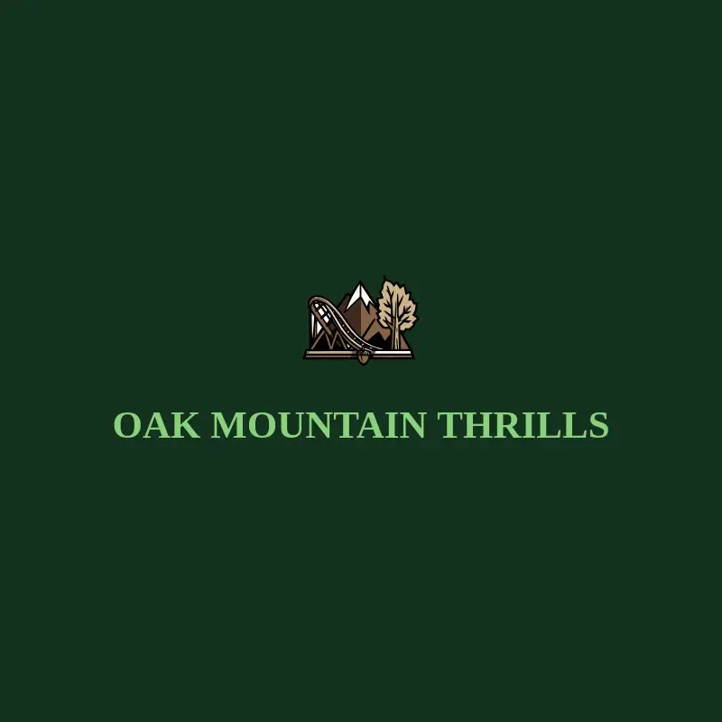 The theme park name Oak Mountain Thrills as a branded logo with a color icon