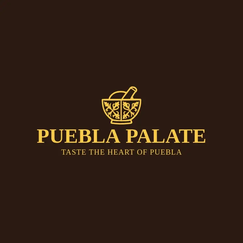The Mexican restaurant name Puebla Palate as a branded logo with a single color icon