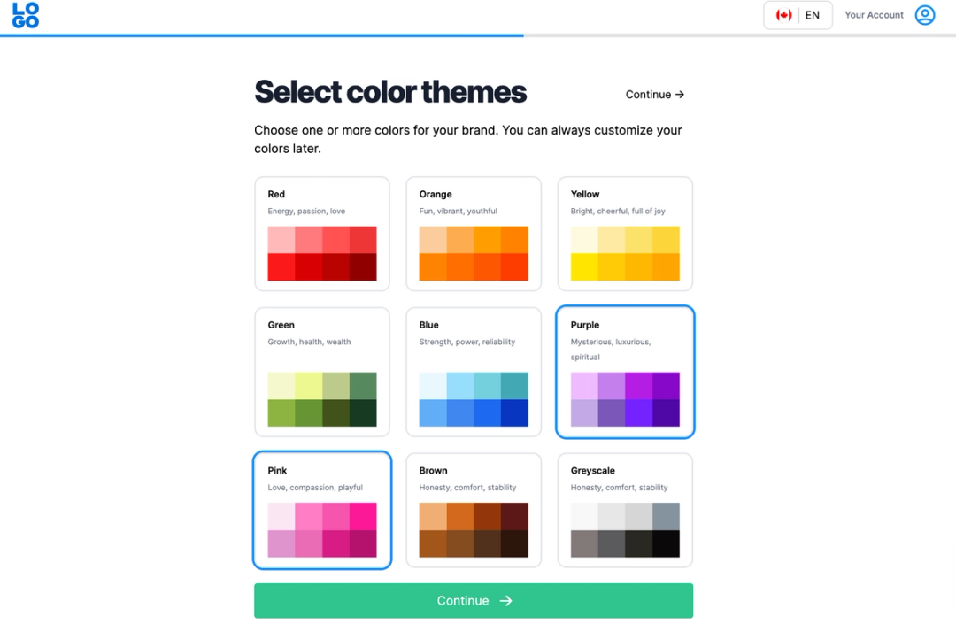 select color to create a free logo