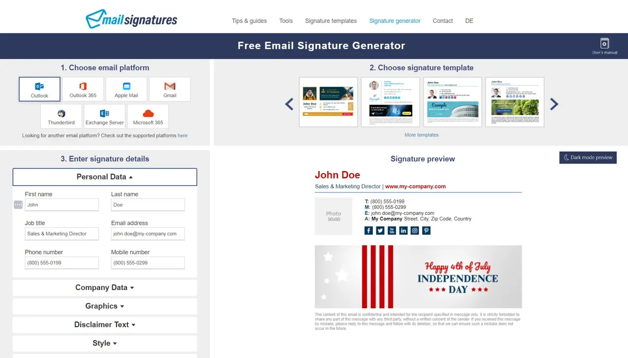 Mailsignatures email signature generator