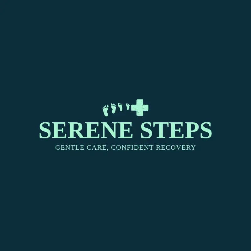 The hospital name Serene Steps as a branded logo with a single color icon