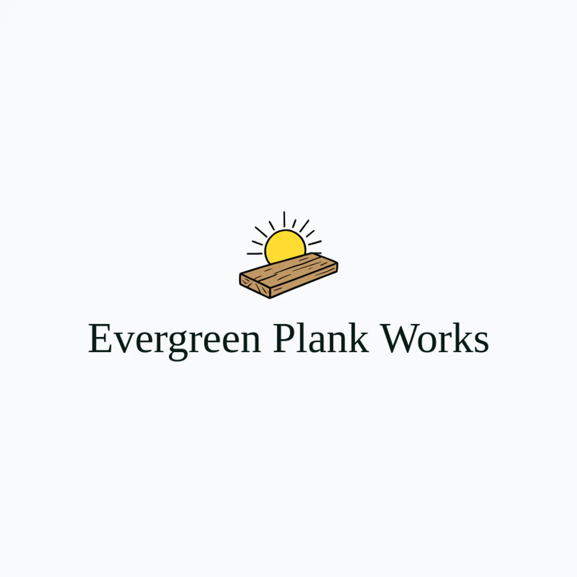 Evergreen Plank Works logo for flooring