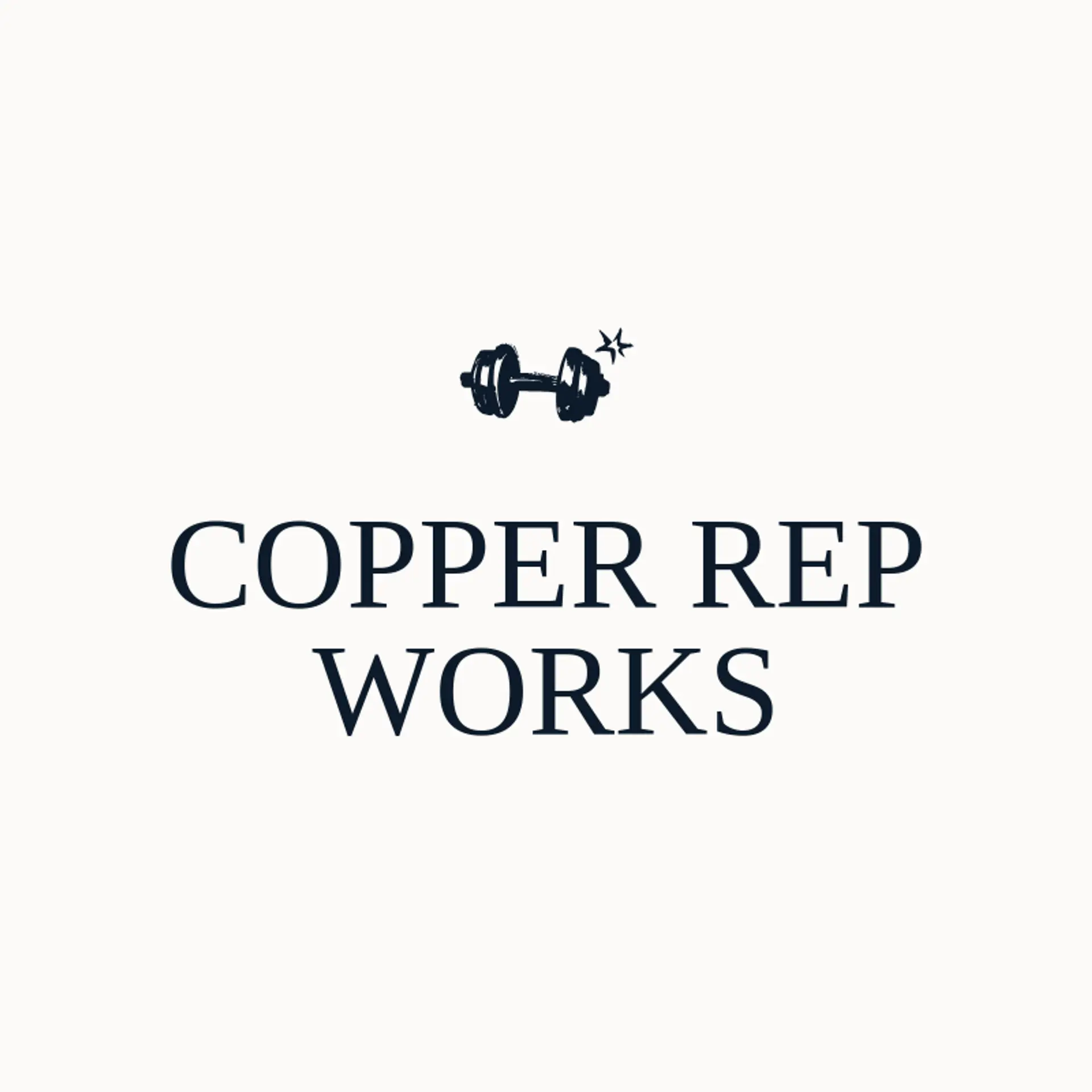 Copper Rep Works logo for dumbbell