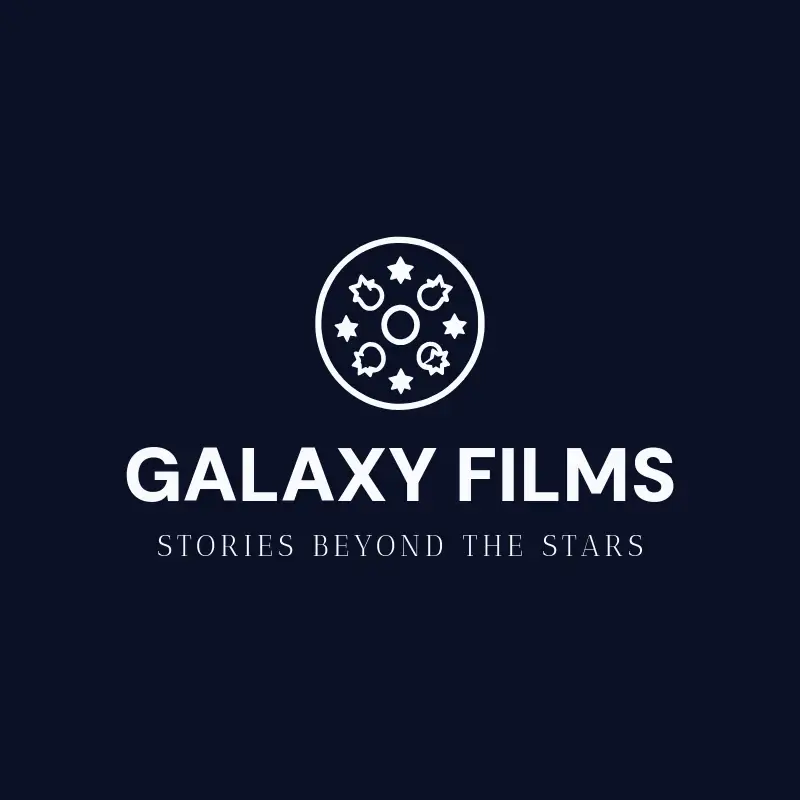 The movie name Galaxy Films as a branded logo with a single color icon