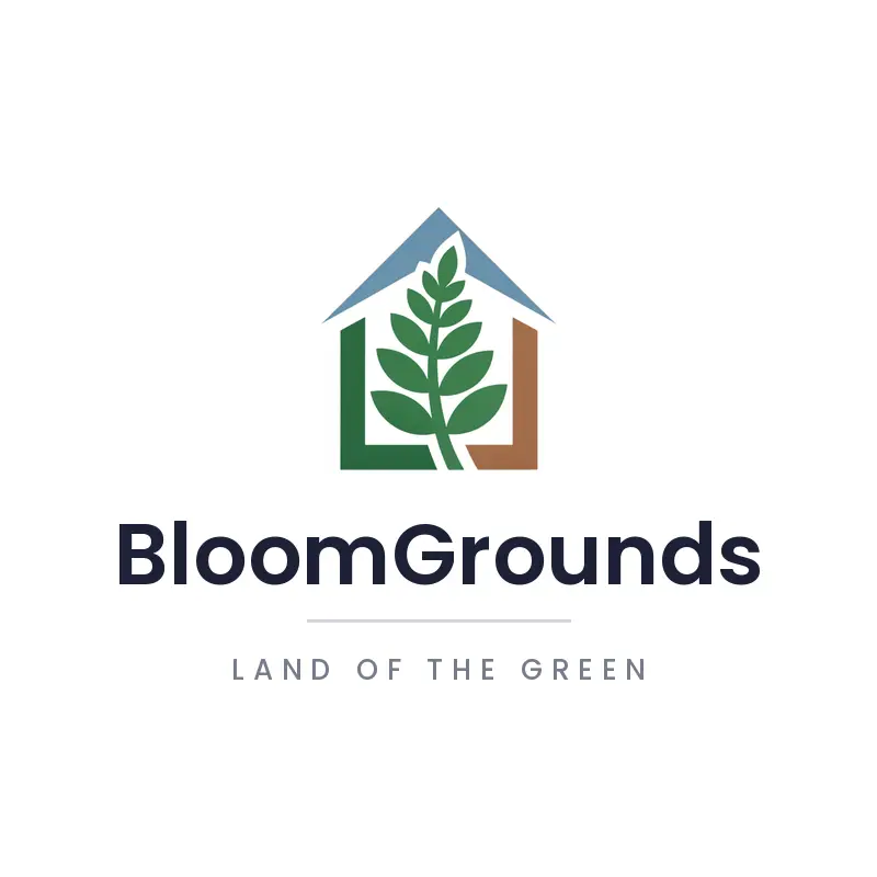 Fern leaf and house landscaping logo