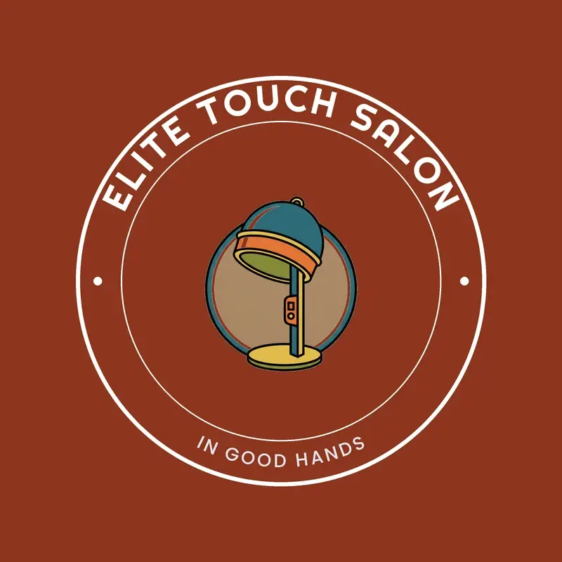 The salon name Elite Touch Salon as a branded logo in a retro style