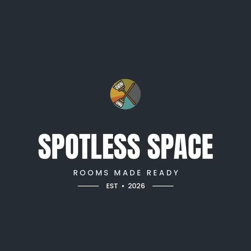 The cleaning name Spotless Space as a branded logo in a black ink style