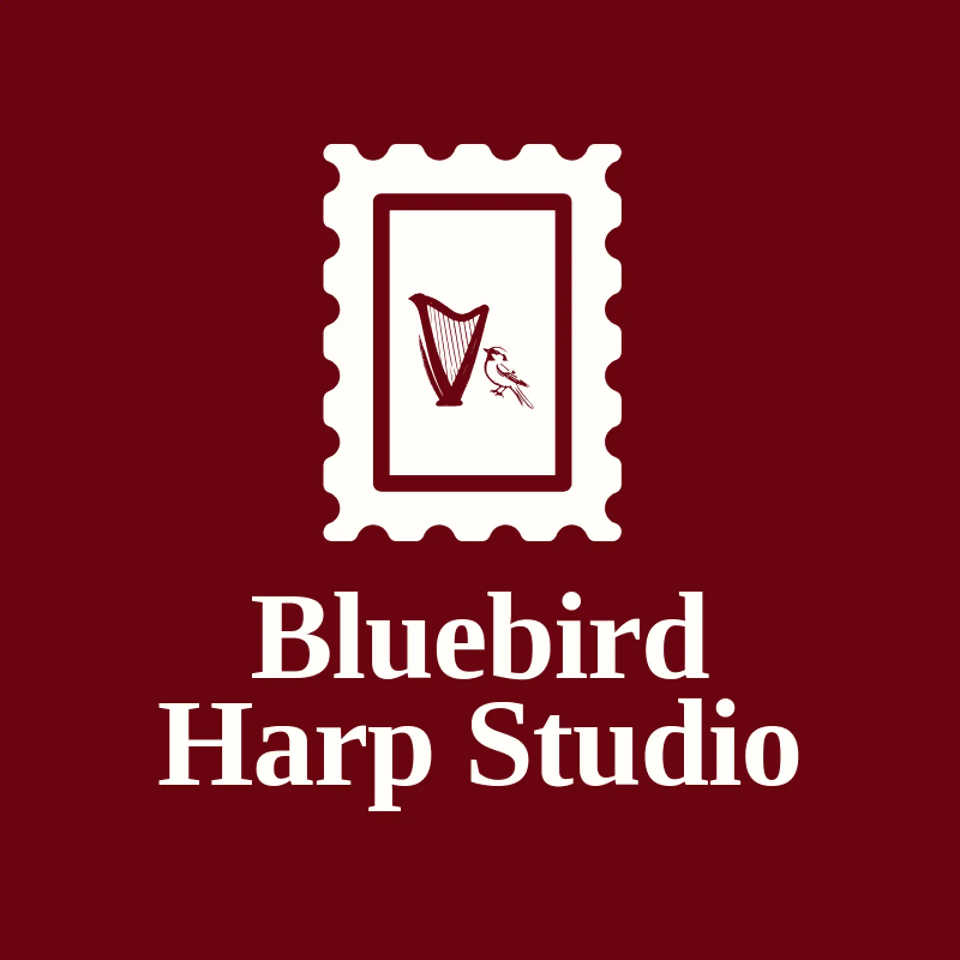Bluebird Harp Studio logo for harp