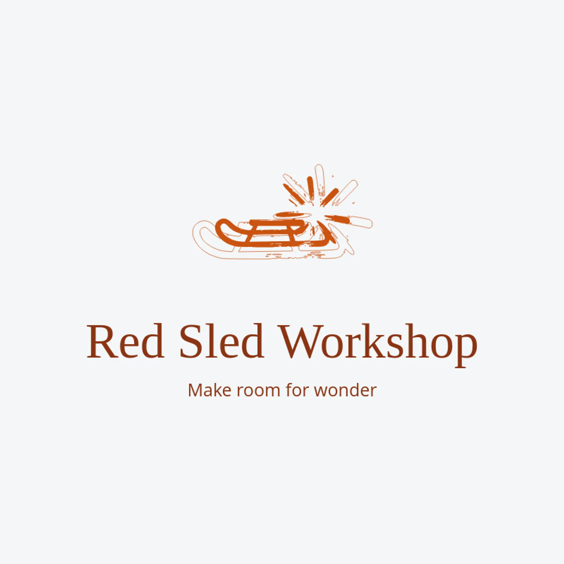 Red Sled Workshop logo for winter