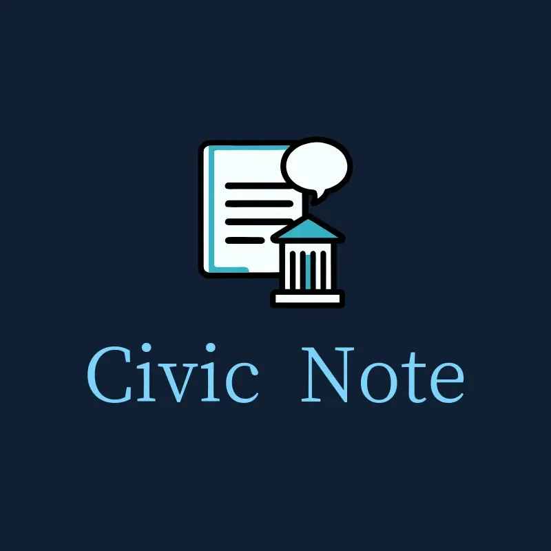 The newsletter name Civic Note as a branded logo with a color icon