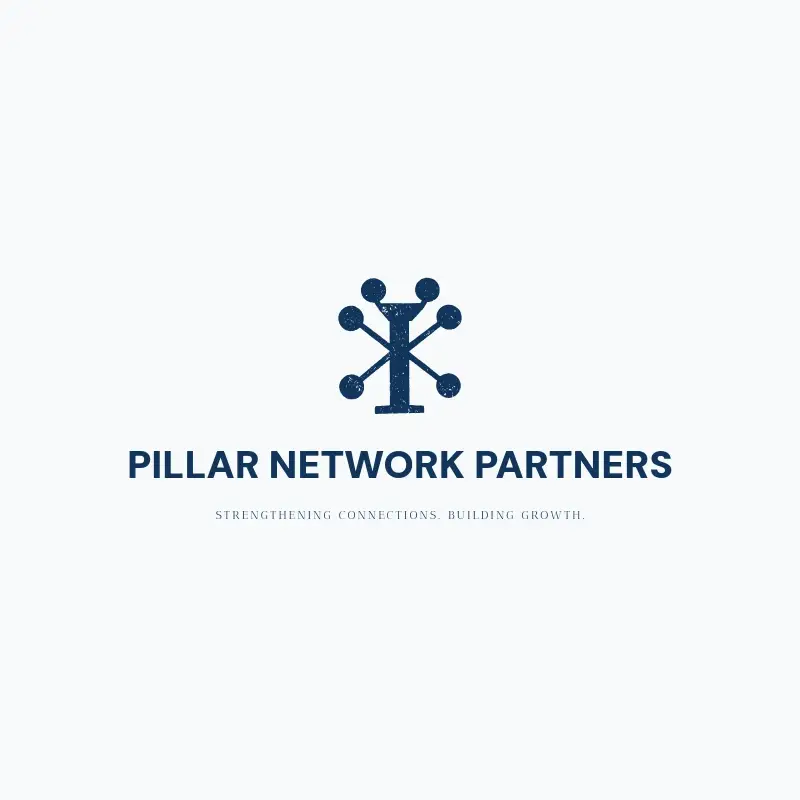 The consulting business name Pillar Network Partners as a branded logo with a single color icon