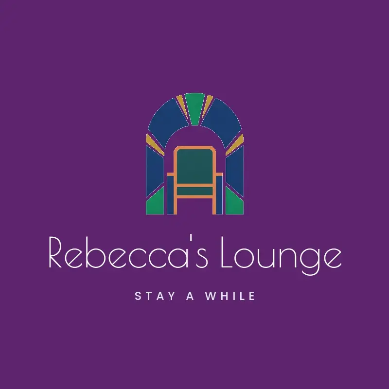 The salon name Rebecca's Lounge as a branded logo in a deco style